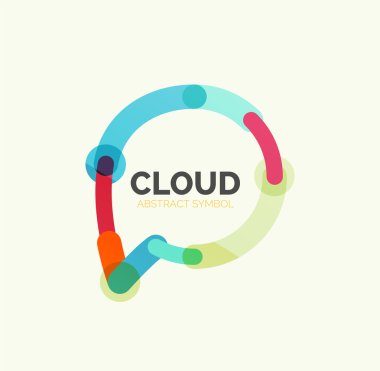 Düz doğrusal tasarım konuşma bulut logosunu görmeniz gerekir. Konuşma balonu, modern geometrik endüstriyel ince satırı simgesi