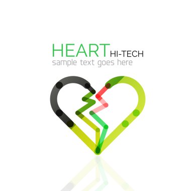 Logo aşk kalp, doğrusal geometrik iş simgesi