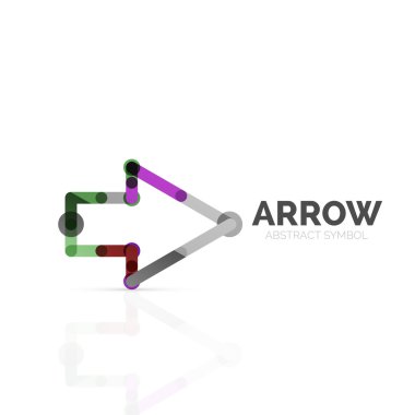 Doğrusal ok soyut logosu, bağlı Doğrusal işaretçi şekil hatlarının çok renkli kesimleri