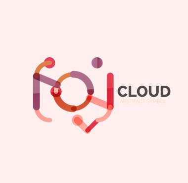 Düz doğrusal tasarım konuşma bulut logosunu görmeniz gerekir. Konuşma balonu, modern geometrik endüstriyel ince satırı simgesi