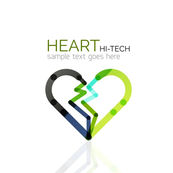 Logo corazón del amor, icono de negocio geométrico lineal abstracto — Archivo Imágenes Vectoriales