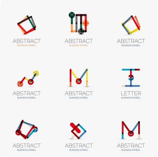 Set of linear abstract geometrical icons and logos — ストックベクタ