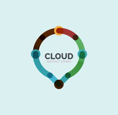 Düz doğrusal tasarım konuşma bulut logosunu görmeniz gerekir. Konuşma balonu, modern geometrik endüstriyel ince satırı simgesi