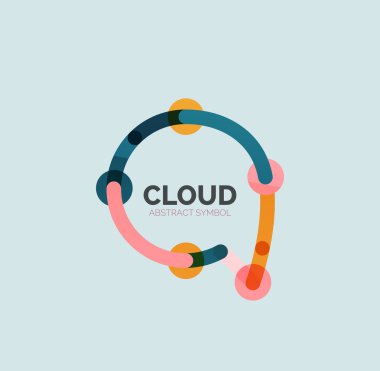 Düz doğrusal tasarım konuşma bulut logosunu görmeniz gerekir. Konuşma balonu, modern geometrik endüstriyel ince satırı simgesi