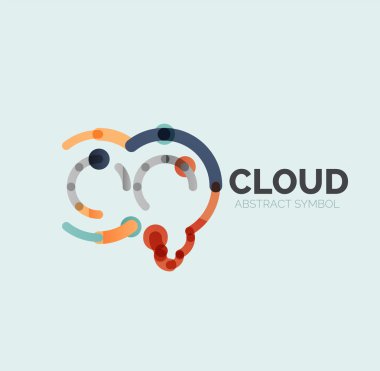 Düz doğrusal tasarım konuşma bulut logosunu görmeniz gerekir. Konuşma balonu, modern geometrik endüstriyel ince satırı simgesi