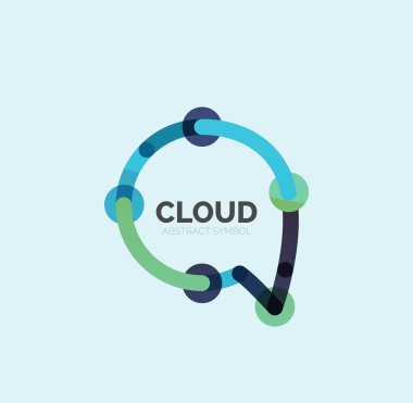 Düz doğrusal tasarım konuşma bulut logosunu görmeniz gerekir. Konuşma balonu, modern geometrik endüstriyel ince satırı simgesi