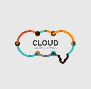 Düz doğrusal tasarım konuşma bulut logosunu görmeniz gerekir. Konuşma balonu, modern geometrik endüstriyel ince satırı simgesi