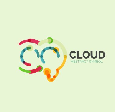 Düz doğrusal tasarım konuşma bulut logosunu görmeniz gerekir. Konuşma balonu, modern geometrik endüstriyel ince satırı simgesi