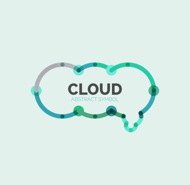 Düz doğrusal tasarım konuşma bulut logosunu görmeniz gerekir. Konuşma balonu, modern geometrik endüstriyel ince satırı simgesi