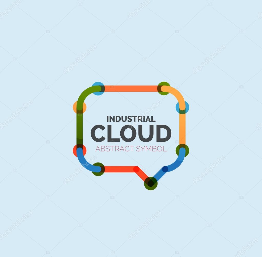 Flat linear design speech cloud logo. Talk bubble, modern geometric industrial thin line icon. Vector
