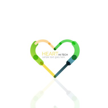 Logo aşk kalp, doğrusal geometrik iş simgesi