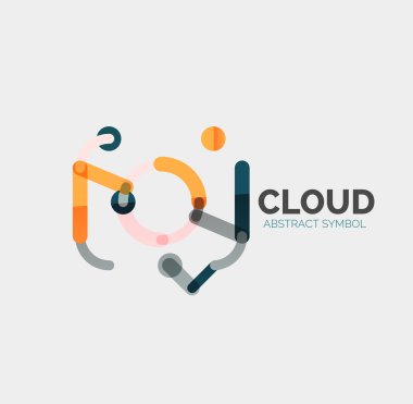 Düz doğrusal tasarım konuşma bulut logosunu görmeniz gerekir. Konuşma balonu, modern geometrik endüstriyel ince satırı simgesi