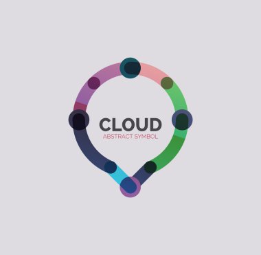 Düz doğrusal tasarım konuşma bulut logosunu görmeniz gerekir. Konuşma balonu, modern geometrik endüstriyel ince satırı simgesi