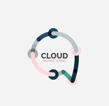 Düz doğrusal tasarım konuşma bulut logosunu görmeniz gerekir. Konuşma balonu, modern geometrik endüstriyel ince satırı simgesi