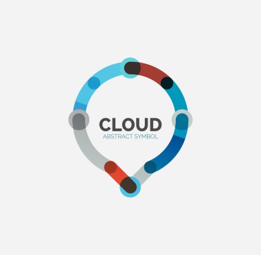 Düz doğrusal tasarım konuşma bulut logosunu görmeniz gerekir. Konuşma balonu, modern geometrik endüstriyel ince satırı simgesi