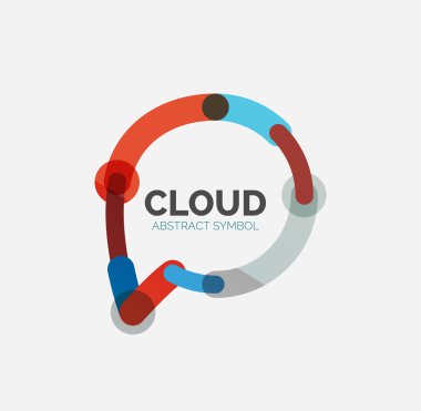 Düz doğrusal tasarım konuşma bulut logosunu görmeniz gerekir. Konuşma balonu, modern geometrik endüstriyel ince satırı simgesi