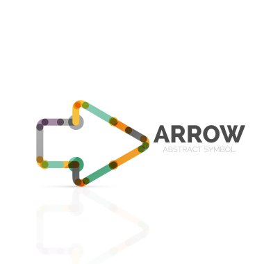 Doğrusal ok soyut logosu, bağlı Doğrusal işaretçi şekil hatlarının çok renkli kesimleri