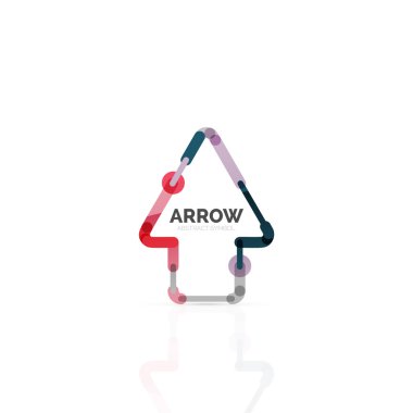 Doğrusal ok soyut logosu, bağlı Doğrusal işaretçi şekil hatlarının çok renkli kesimleri