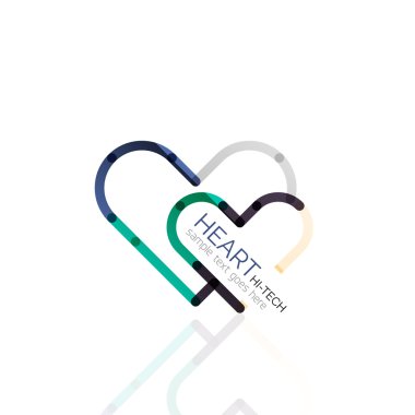 Logo aşk kalp, doğrusal geometrik iş simgesi
