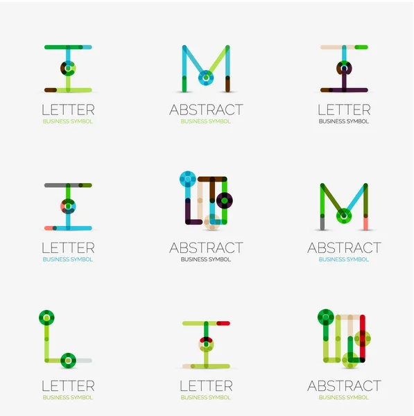 Ensemble d'icônes géométriques abstraites linéaires et de logos — Image vectorielle