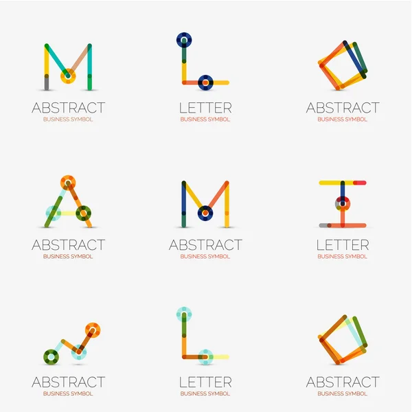 Set of linear abstract geometrical icons and logos — Διανυσματικό Αρχείο