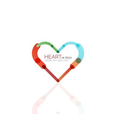 Logo aşk kalp, doğrusal geometrik iş simgesi