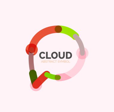 Düz doğrusal tasarım konuşma bulut logosunu görmeniz gerekir. Konuşma balonu, modern geometrik endüstriyel ince satırı simgesi