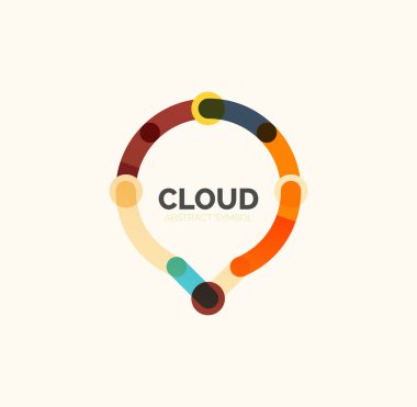 Düz doğrusal tasarım konuşma bulut logosunu görmeniz gerekir. Konuşma balonu, modern geometrik endüstriyel ince satırı simgesi