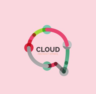 Düz doğrusal tasarım konuşma bulut logosunu görmeniz gerekir. Konuşma balonu, modern geometrik endüstriyel ince satırı simgesi