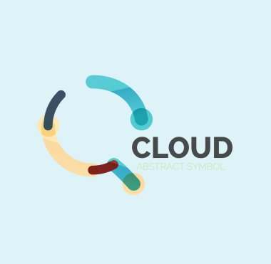 Düz doğrusal tasarım konuşma bulut logosunu görmeniz gerekir. Konuşma balonu, modern geometrik endüstriyel ince satırı simgesi