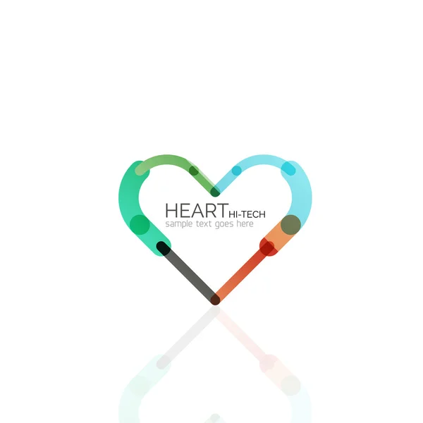 Logo love heart, astratto lineare geometrica icona di business — Vettoriale Stock