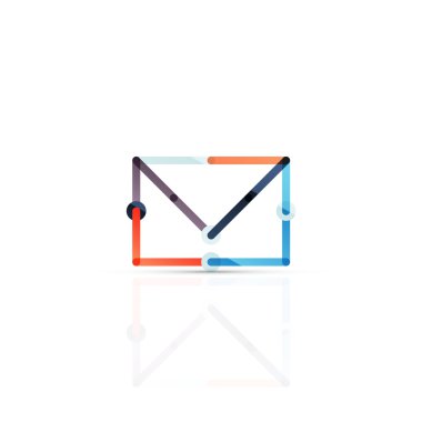 Vektör e-posta iş sembolü, ya da işaret logo. Doğrusal minimalist düz simgesi tasarım