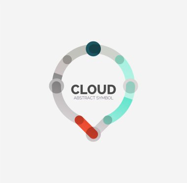 Düz doğrusal tasarım konuşma bulut logosunu görmeniz gerekir. Konuşma balonu, modern geometrik endüstriyel ince satırı simgesi