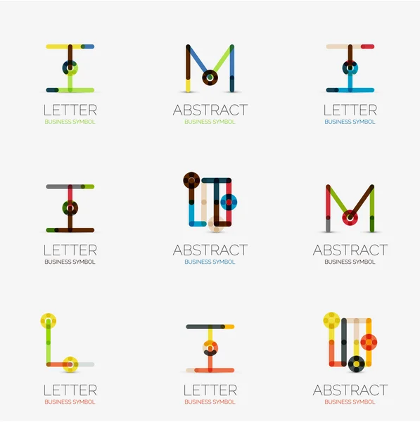 Set of linear abstract geometrical icons and logos — Διανυσματικό Αρχείο