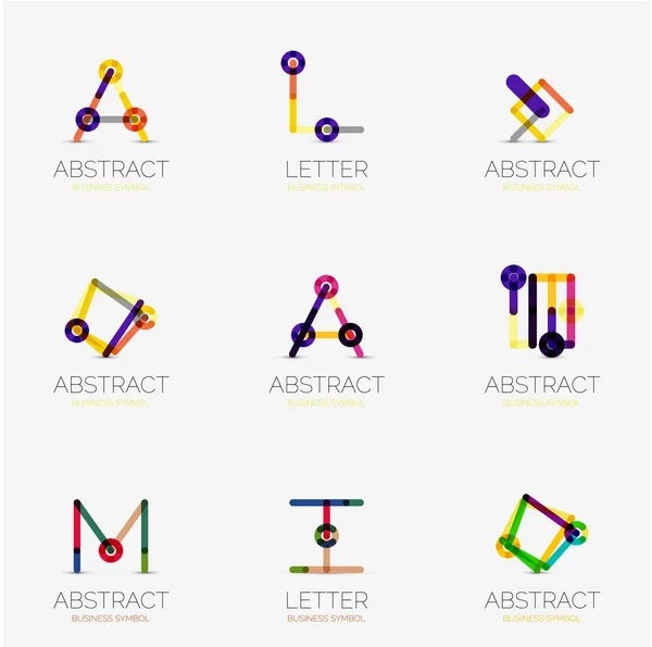 Ensemble d'icônes géométriques abstraites linéaires et de logos — Image vectorielle