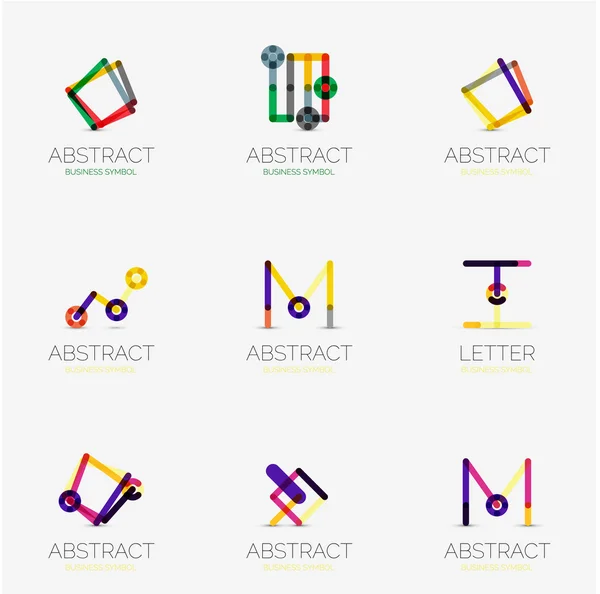 Set of linear abstract geometrical icons and logos — ストックベクタ