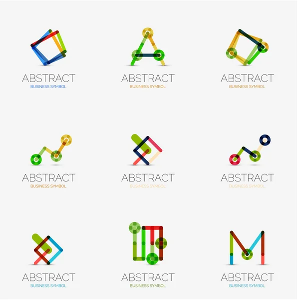 Set of linear abstract geometrical icons and logos — ストックベクタ