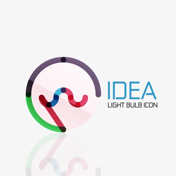 Logo, lâmpada de vetor abstrato ícone de negócios geométrico linear. Conceito de ideia — Vetor de Stock