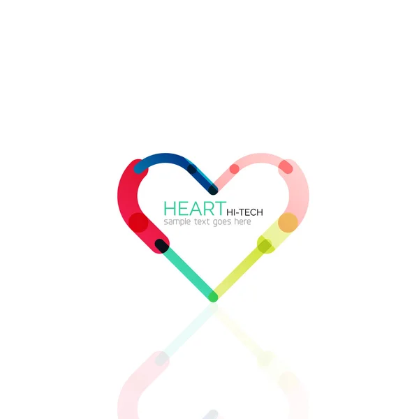 Logo corazón del amor, icono de negocio geométrico lineal abstracto — Archivo Imágenes Vectoriales