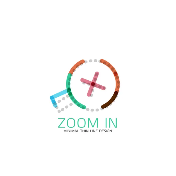 Vektor Thin Line Design Logo Lupe, Suchen und Finden oder Zoomen Logotyp Konzept. Lineares minimalistisches Geschäftsmodell — Stockvektor