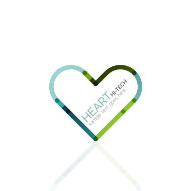 Logo aşk kalp, doğrusal geometrik iş simgesi