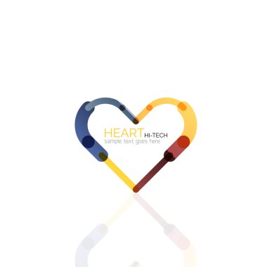 Logo aşk kalp, doğrusal geometrik iş simgesi