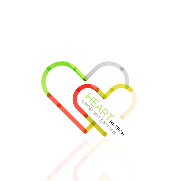 Logo liefde hart, abstracte lineaire geometrische business pictogram — Stockvector