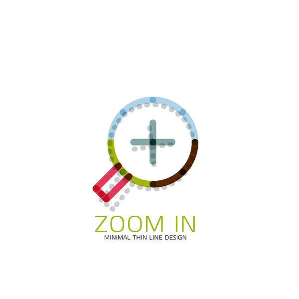 Vector thin line design logo magnifying glass, search and find or zoom logotype concept. Linear minimalistic business icon — Stock Vector