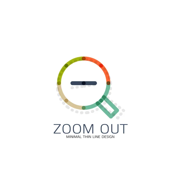 Vector thin line design logo magnifying glass, search and find or zoom logotype concept. Linear minimalistic business icon — Stock Vector