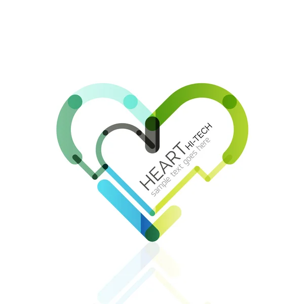 Logo liefde hart, abstracte lineaire geometrische business pictogram — Stockvector