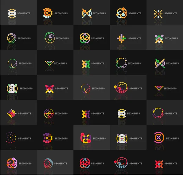 Uppsättning vektor linjär logotyper, geometriska abstrakta symboler, eleganta ikoner — Stock vektor