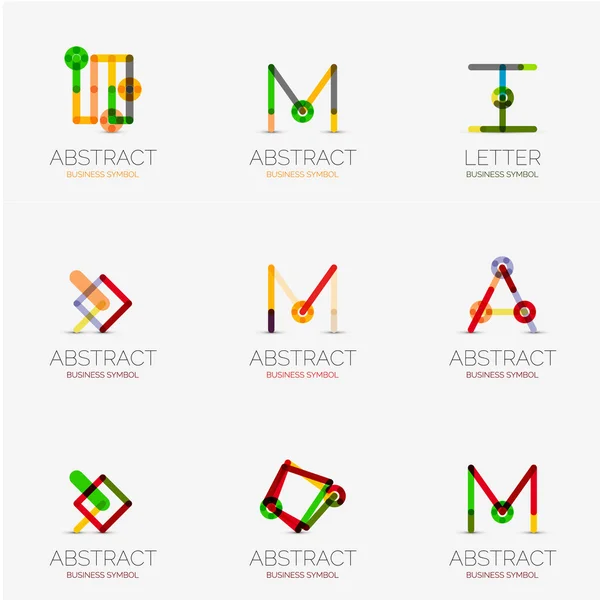 Set of linear abstract geometrical icons and logos — Διανυσματικό Αρχείο