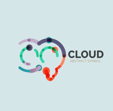 Düz doğrusal tasarım konuşma bulut logosunu görmeniz gerekir. Konuşma balonu, modern geometrik endüstriyel ince satırı simgesi