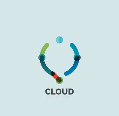 Düz doğrusal tasarım konuşma bulut logosunu görmeniz gerekir. Konuşma balonu, modern geometrik endüstriyel ince satırı simgesi